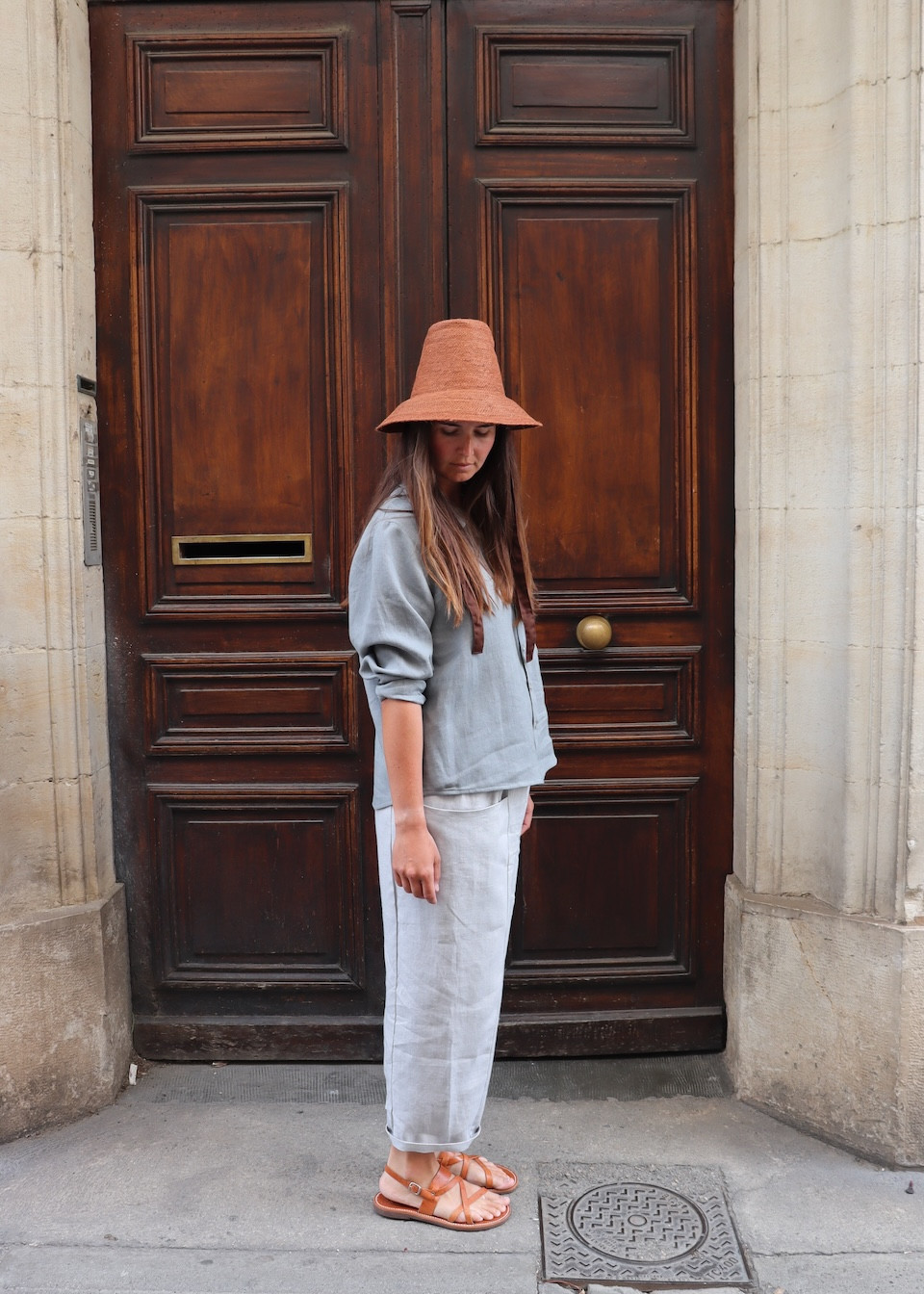 Pantalon 09 en lin gris nuage - LE VESTIAIRE DE JEANNE