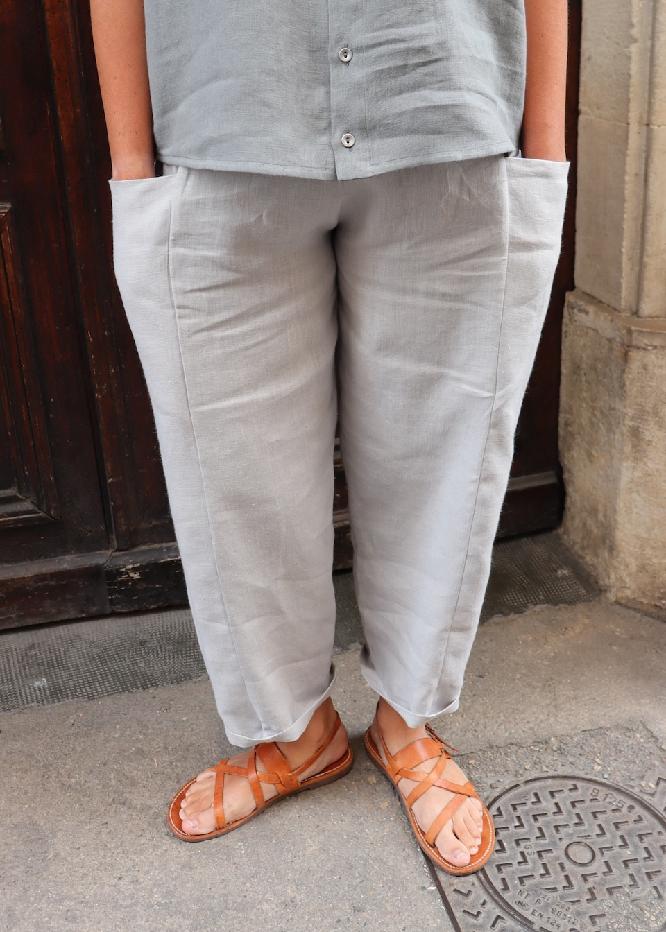 Trousers 09 in cloud grey linen - LE VESTIAIRE DE JEANNE