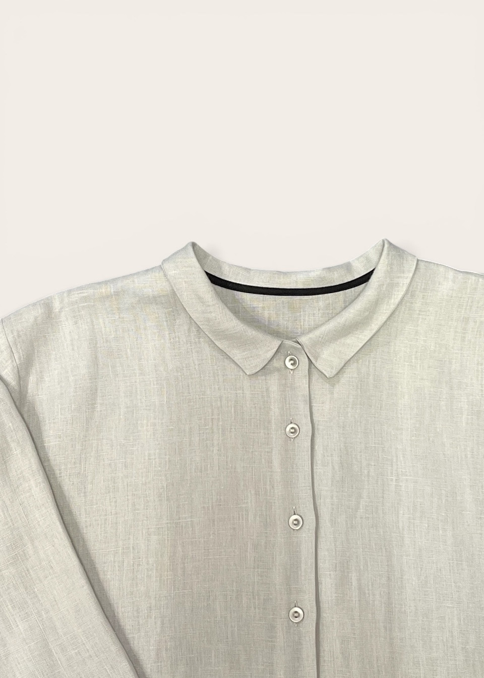 Shirt 05 in cloud grey linen - LE VESTIAIRE DE JEANNE