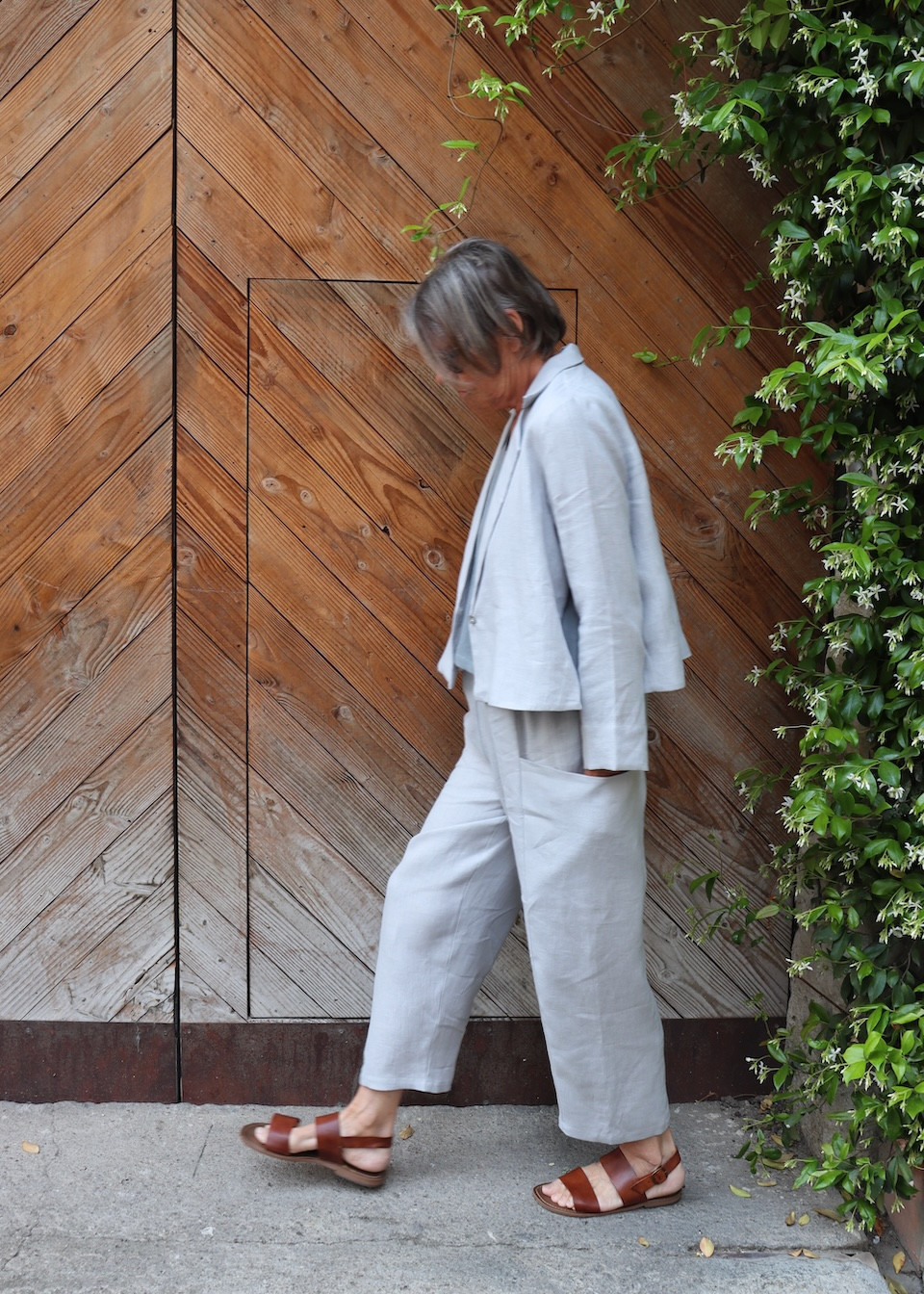 Veste 08, lin gris nuage - LE VESTIAIRE DE JEANNE
