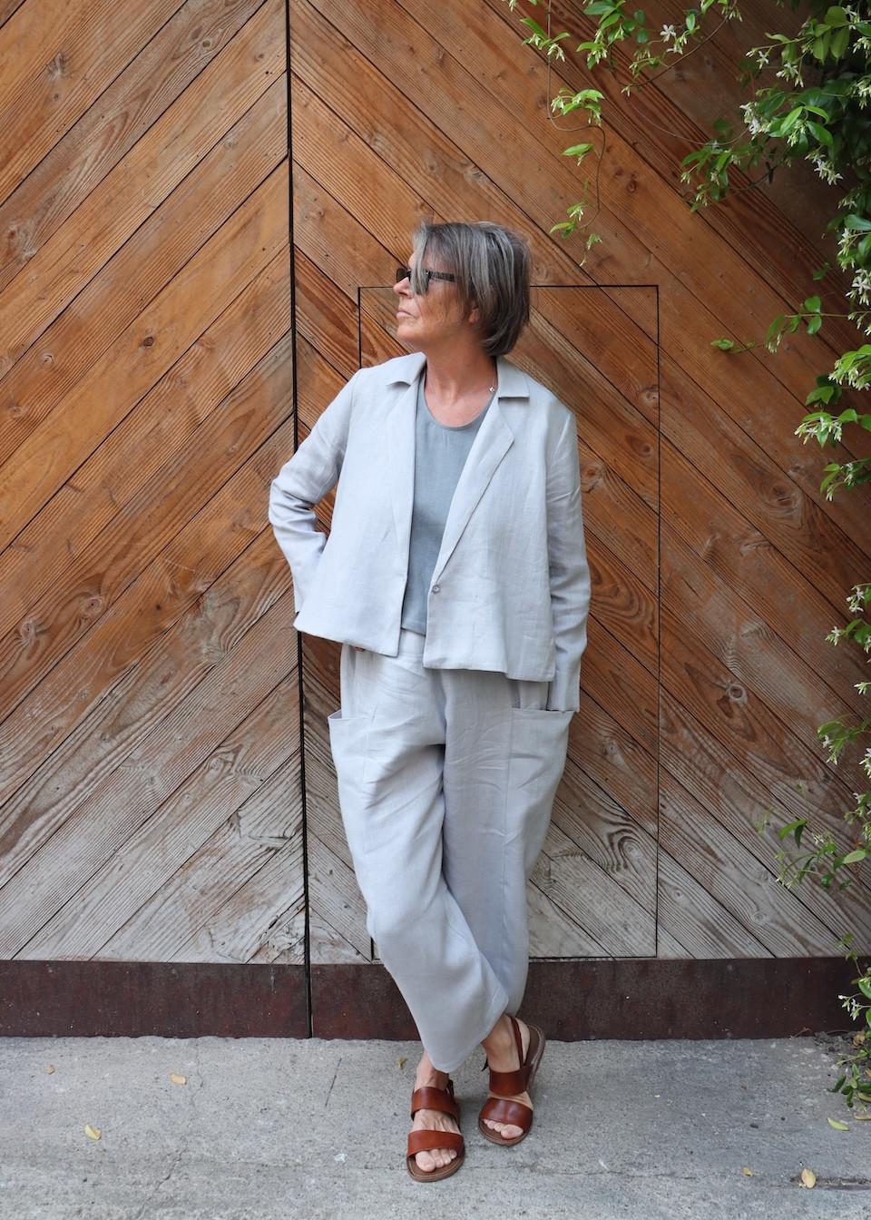 Veste 08, lin gris nuage - LE VESTIAIRE DE JEANNE