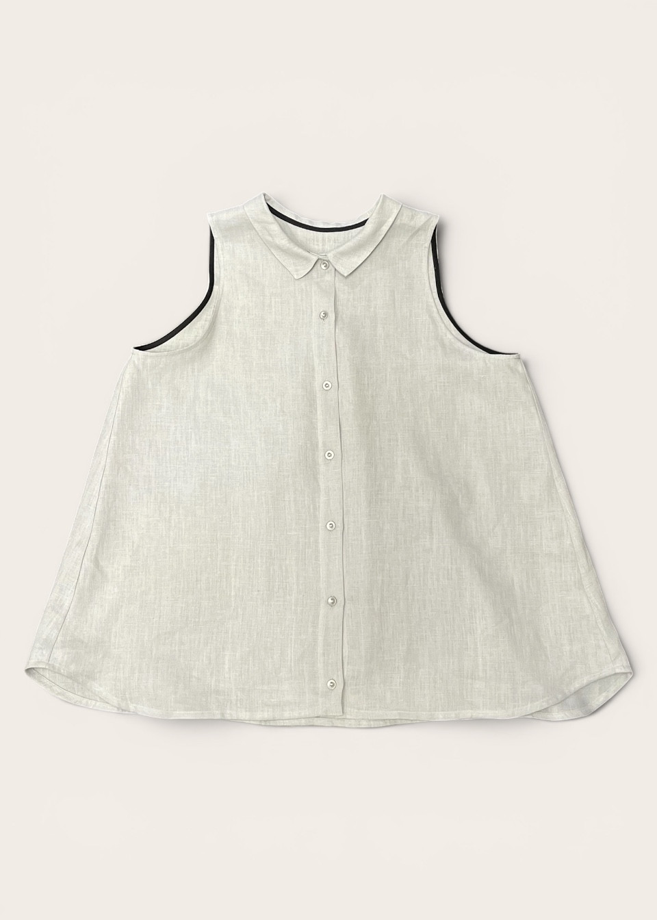 Chemise à plis sans manches, lin gris nuage - LE VESTIAIRE DE JEANNE