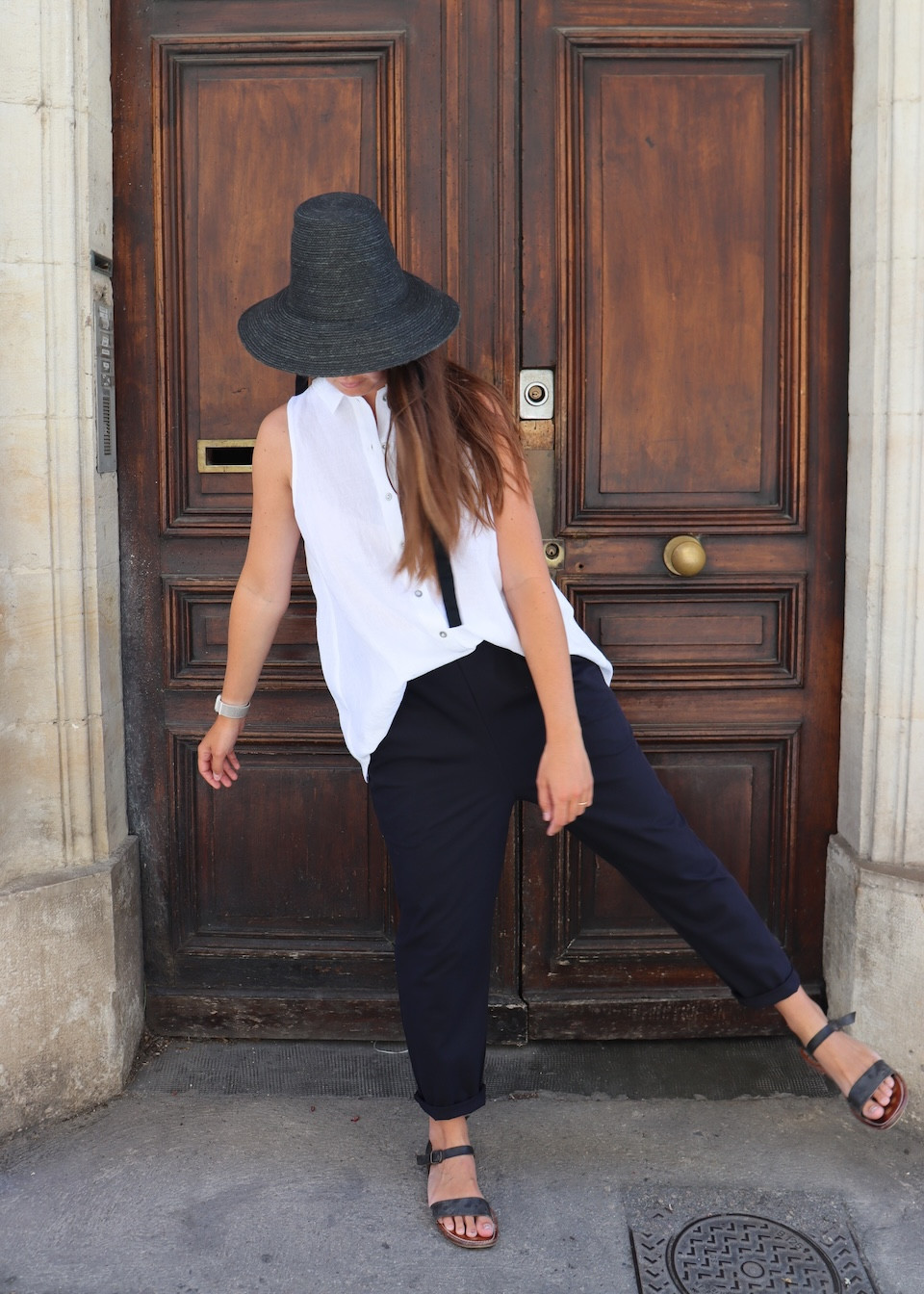 Pockets trousers, night blue cotton - LE VESTIAIRE DE JEANNE