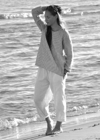 Classic trousers, white linen