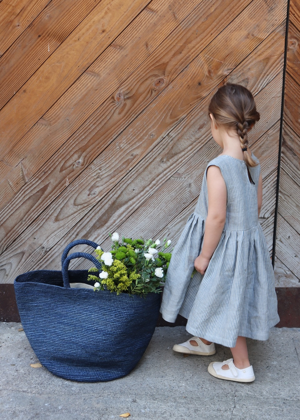 Striped pleated dress for kids - LE VESTIAIRE DE JEANNE