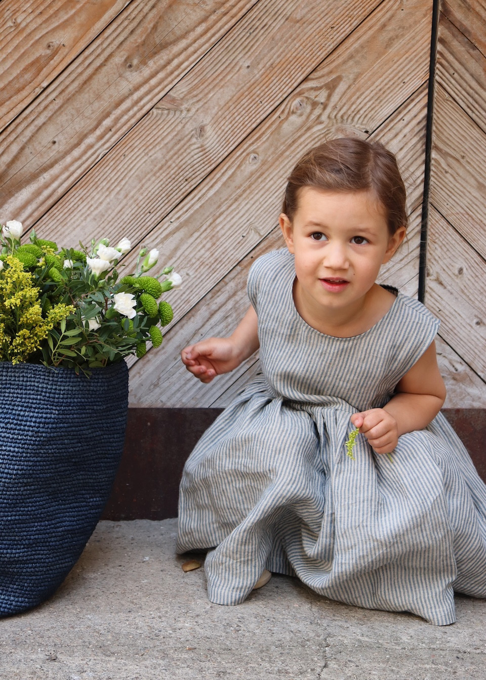 Striped pleated dress for kids - LE VESTIAIRE DE JEANNE