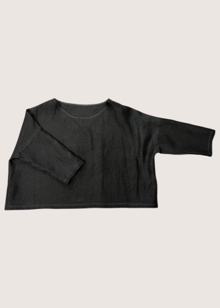 Jumper 03 in black linen - LE VESTIAIRE DE JEANNE