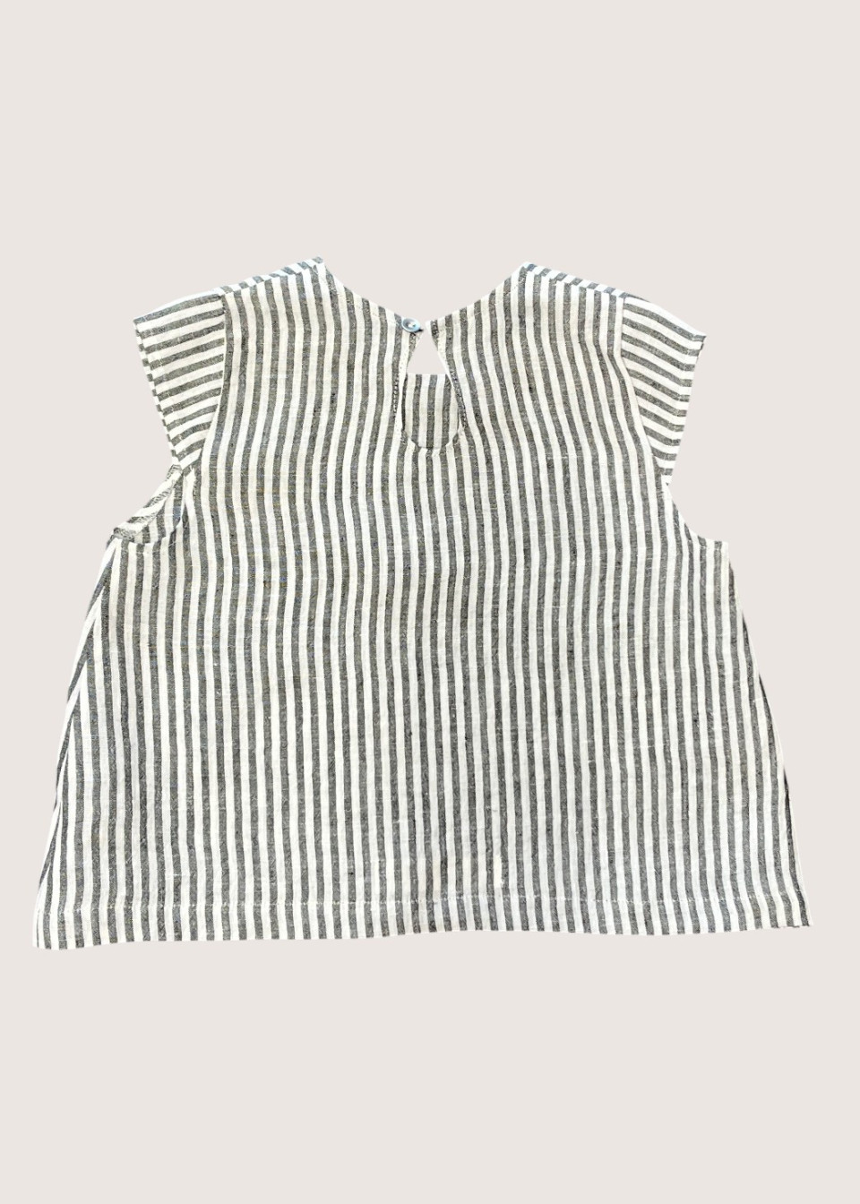 Blouse manches courtes, lin rayures claires