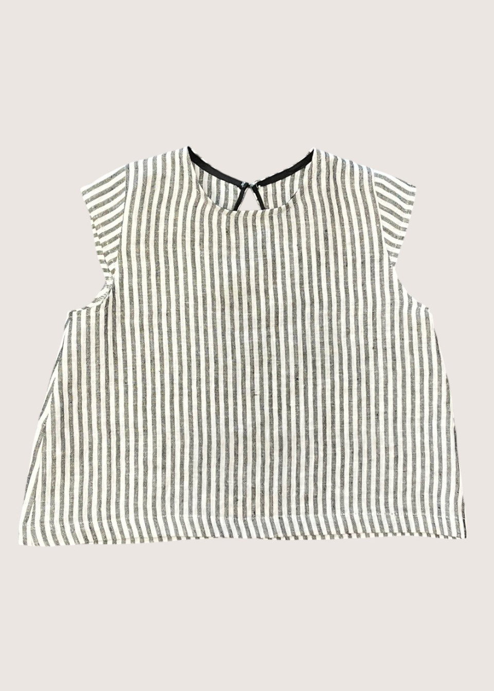 Short sleeves blouse, light stripes linen