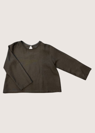 Blouse manches longues,  lainage fin marron