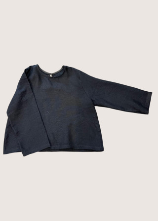 Blouse manches longues, lainage fin bleu