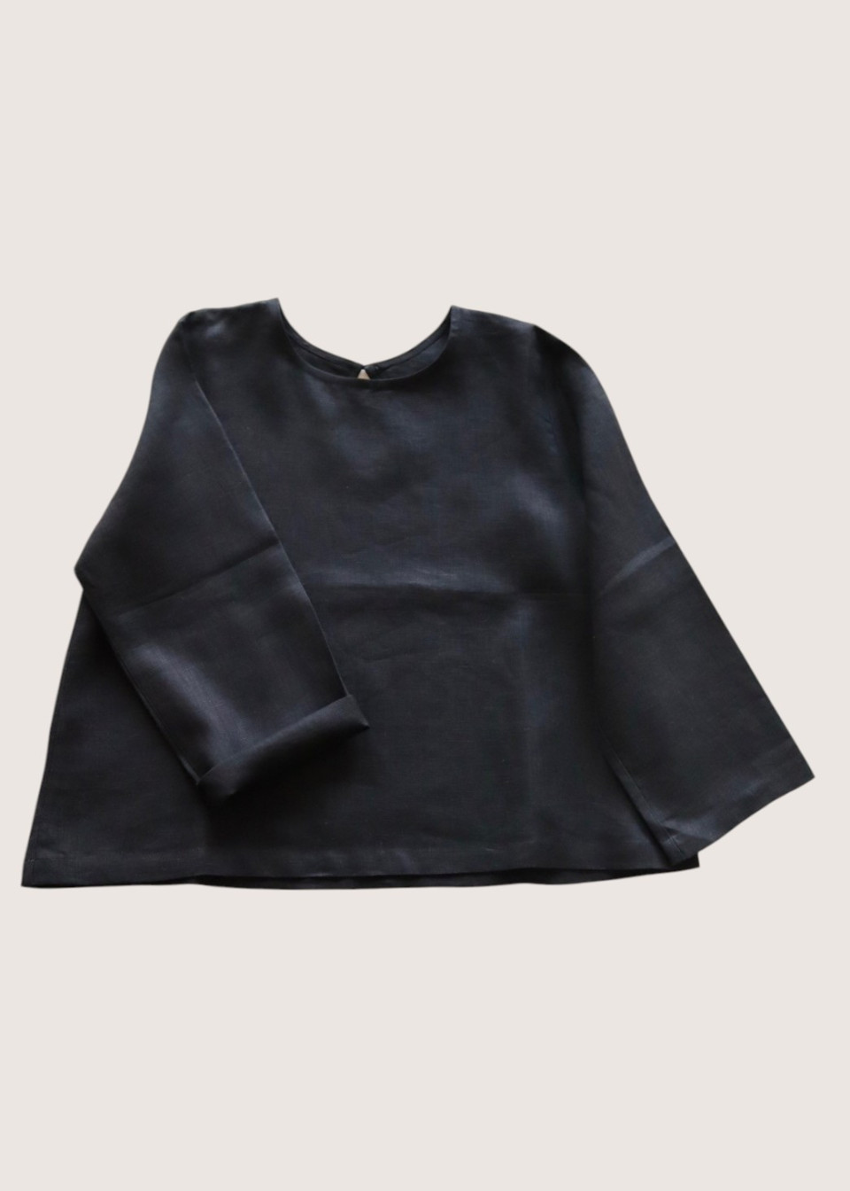 Long sleeves blouse, black linen
