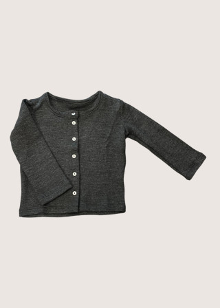 Dark grey heavy jersey cardigan for kids - LE VESTIAIRE DE JEANNE