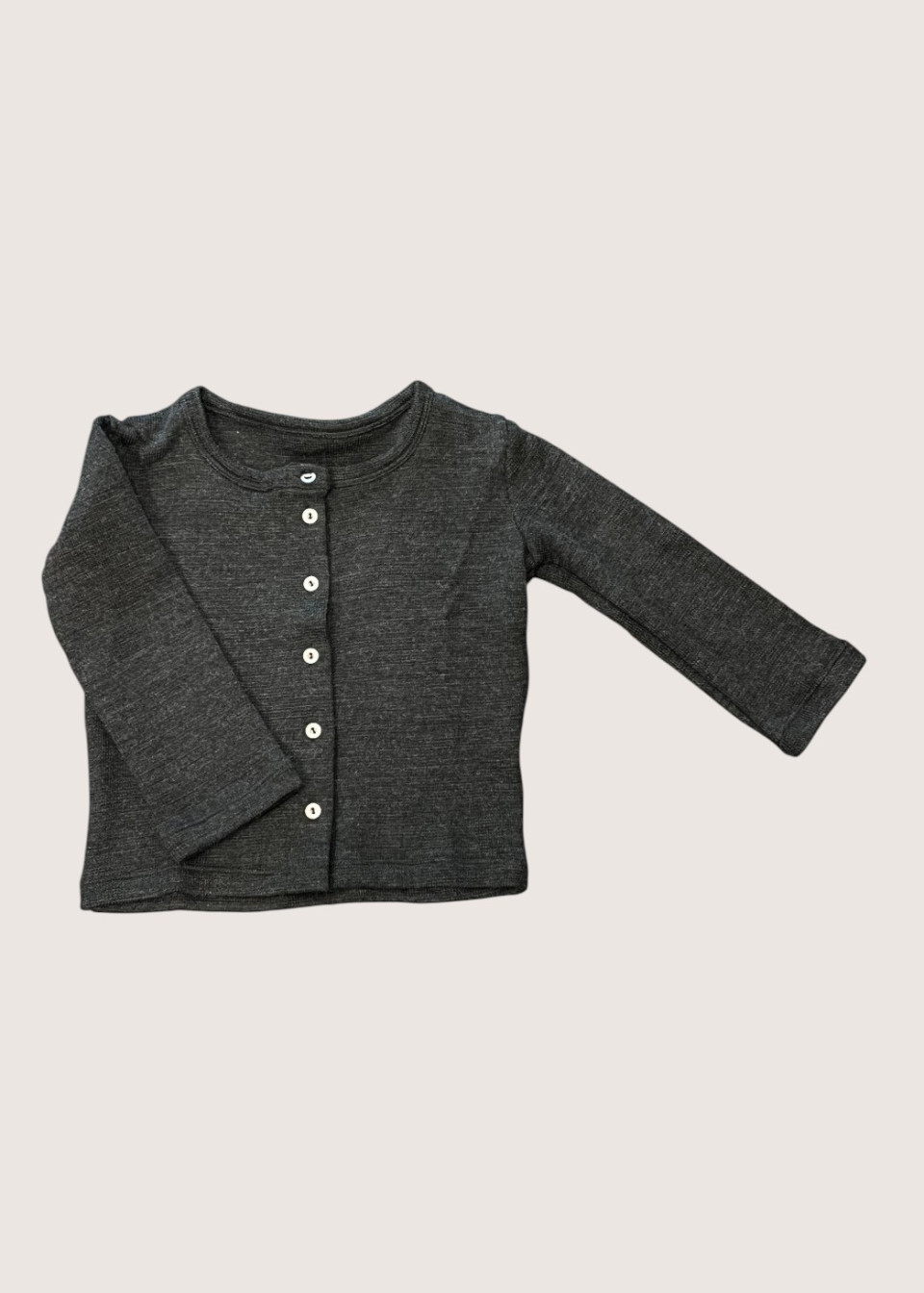 Dark grey heavy jersey cardigan for kids - LE VESTIAIRE DE JEANNE