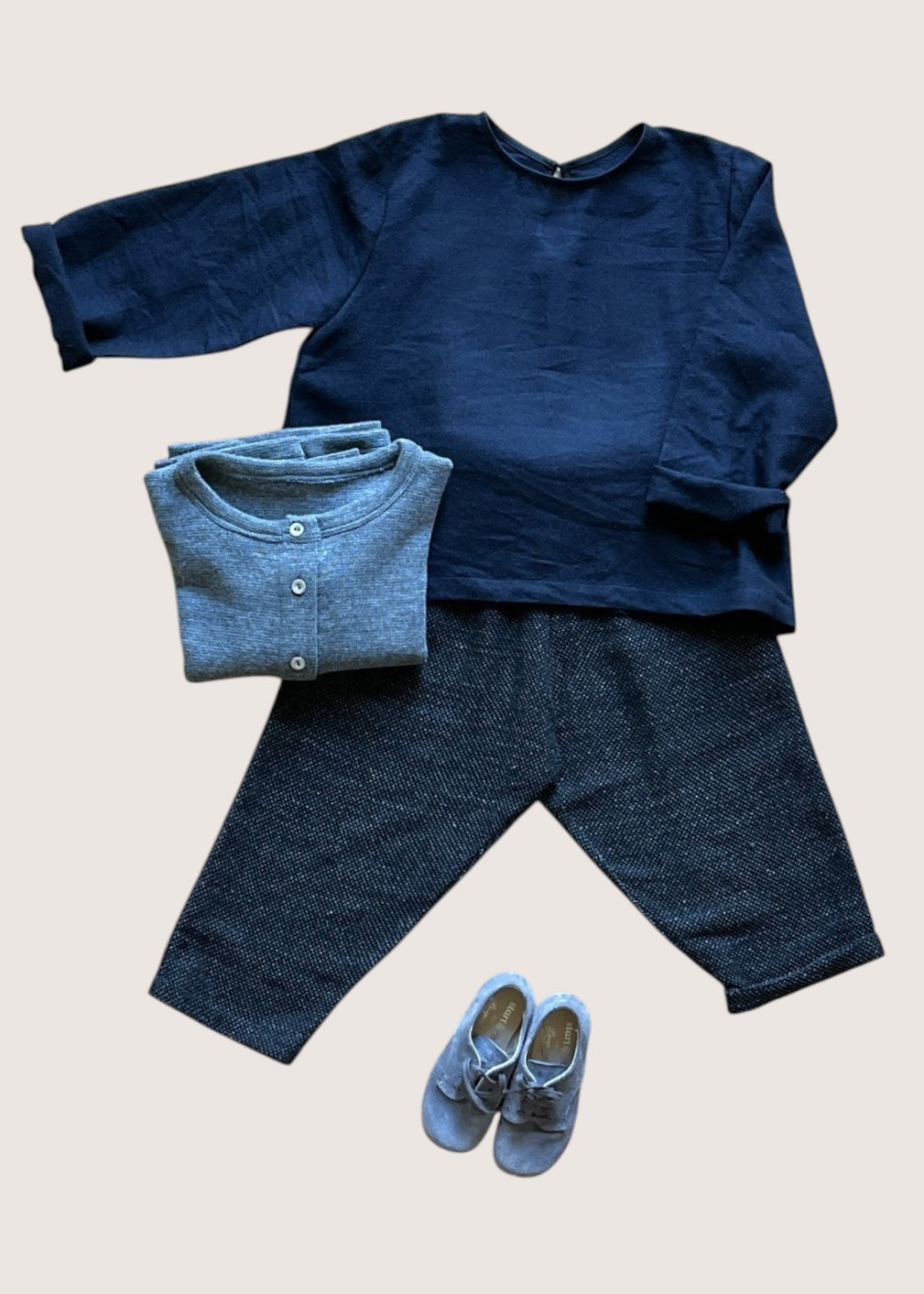 Light grey heavy jersey cardigan for kids - LE VESTIAIRE DE JEANNE
