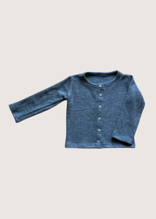 Light grey heavy jersey cardigan for kids - LE VESTIAIRE DE JEANNE