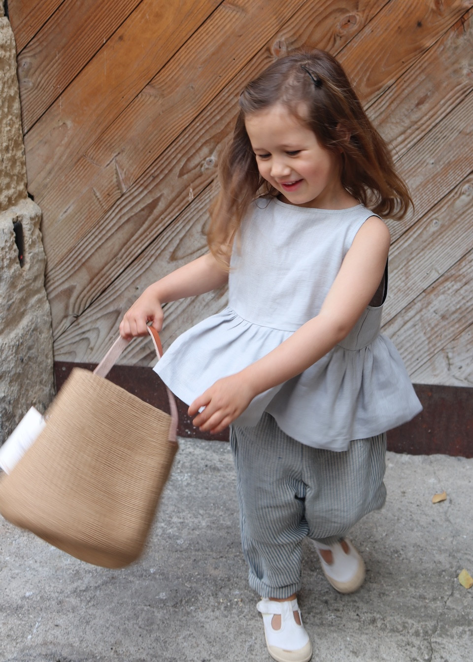 blouse plissée sans manches, lin ris nuage - LE VESTIAIRE DE JEANNE
