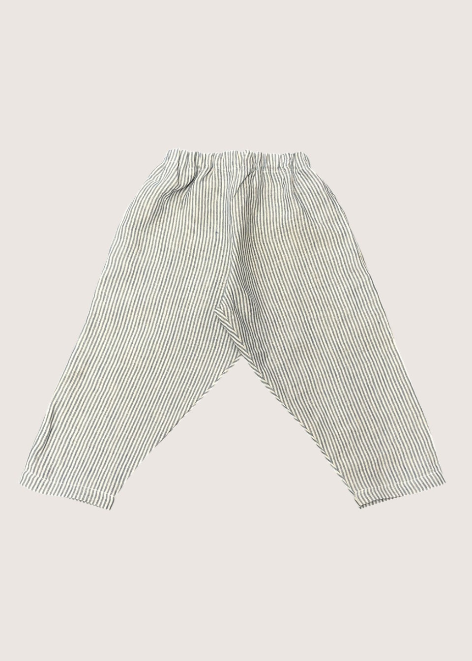 Pantalon classique en lin rayures ciel - LE VESTIAIRE DE JEANNE