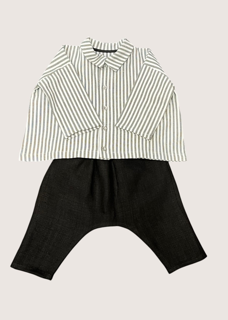 Pantalon sarouel, lin épais noir