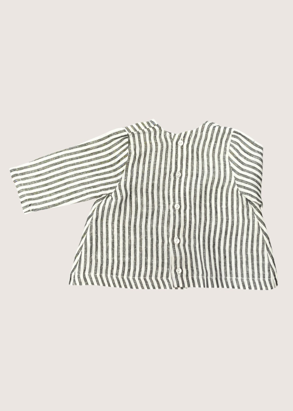 Blouse manches longues, lin rayures claires