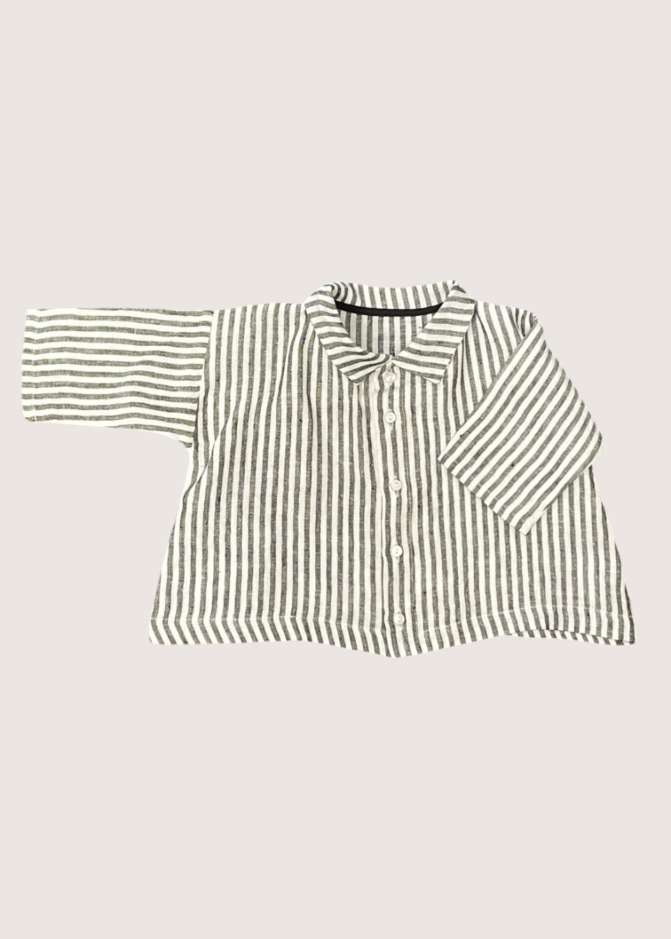 CHemise mixte pour bébé en lin rayures claires
