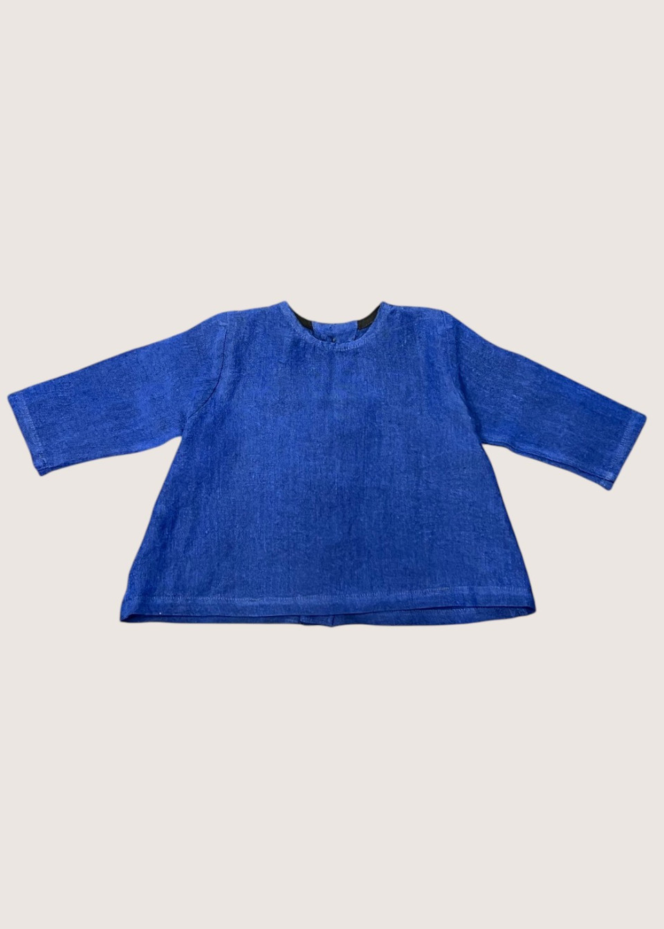 Blouse manches longues, lin bleu