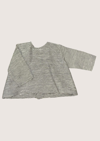 Blouse manches longues, lin rayures fines