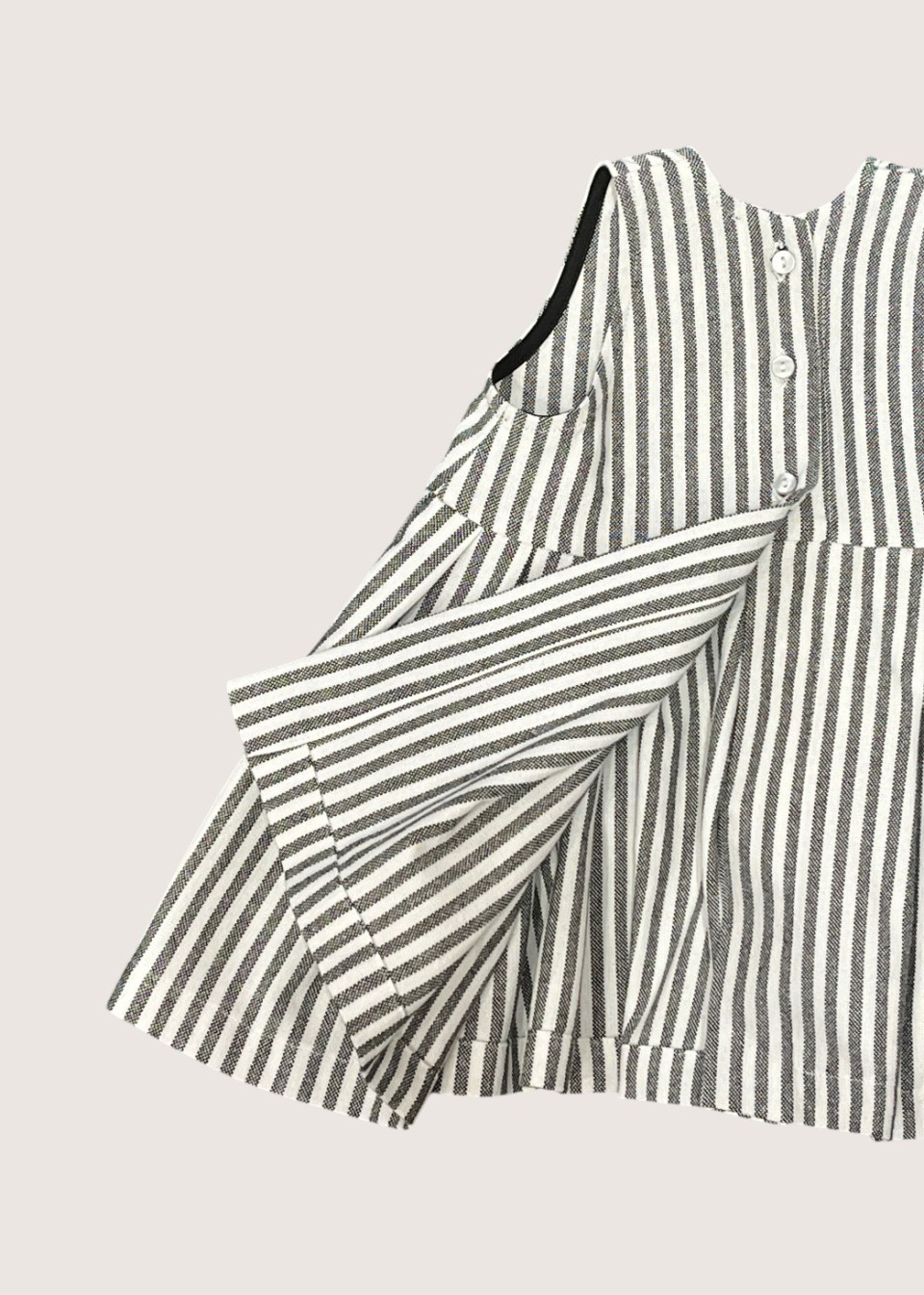 Robe à plis, sans manches, coton rayures claires