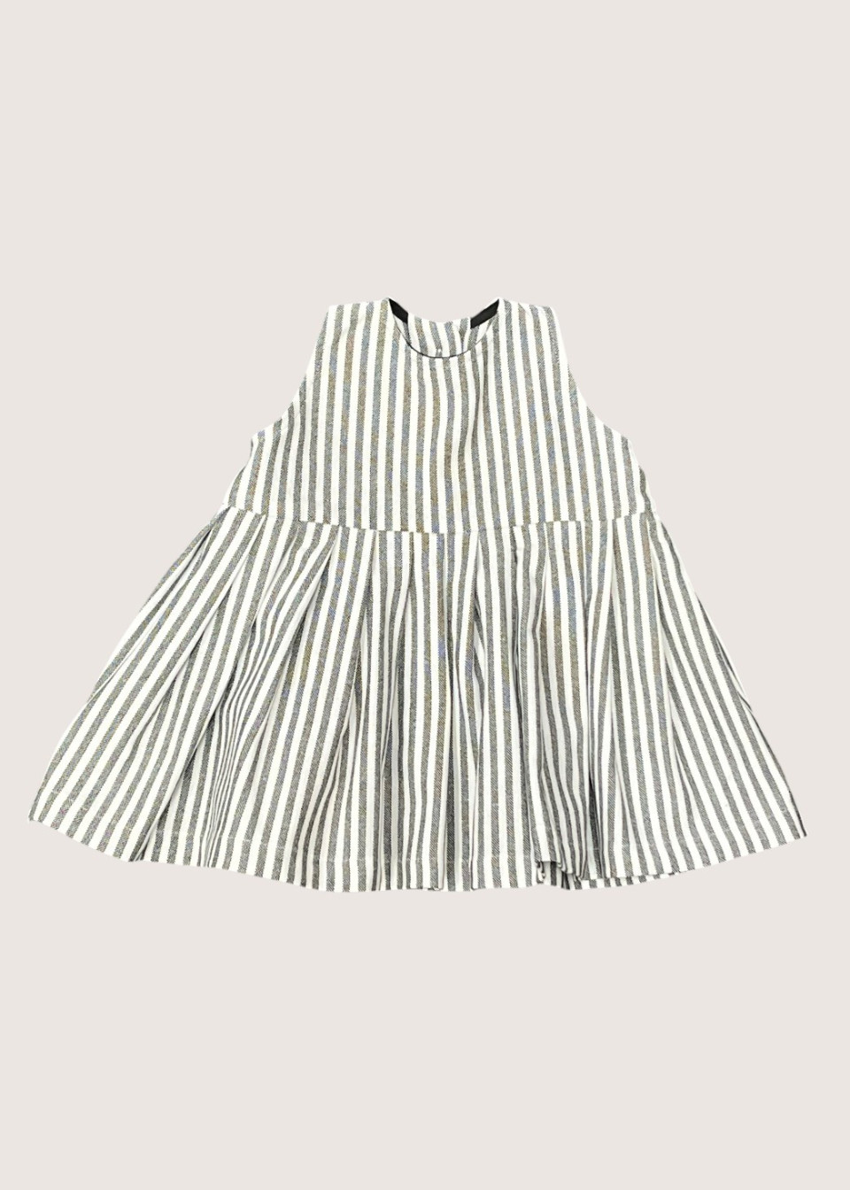 Robe à plis, sans manches, coton rayures claires