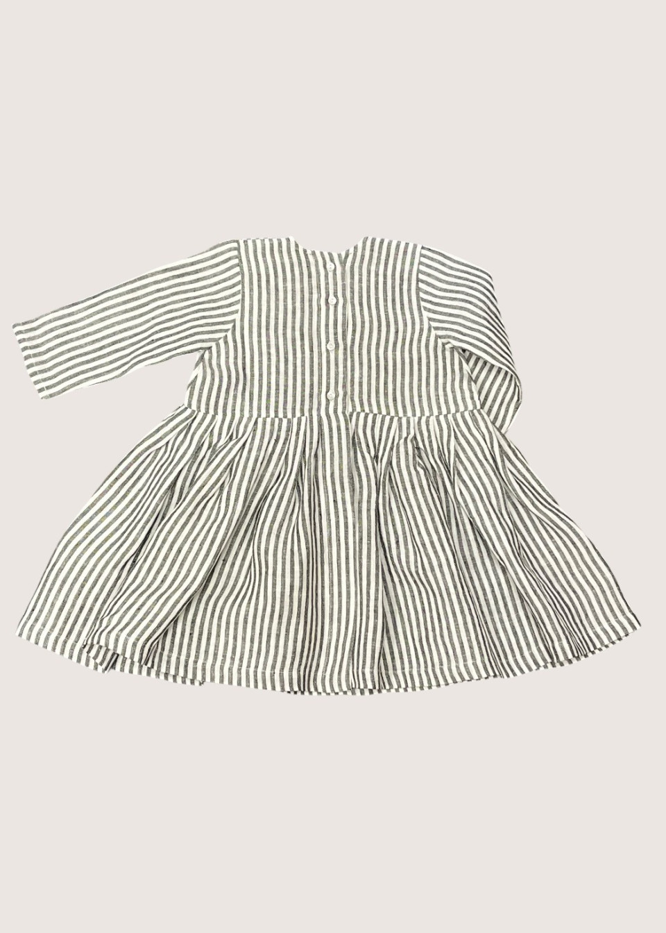 Robe à plis manches longues en lin rayures claires