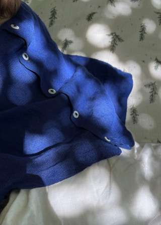 Long sleeves blouse, blue linen