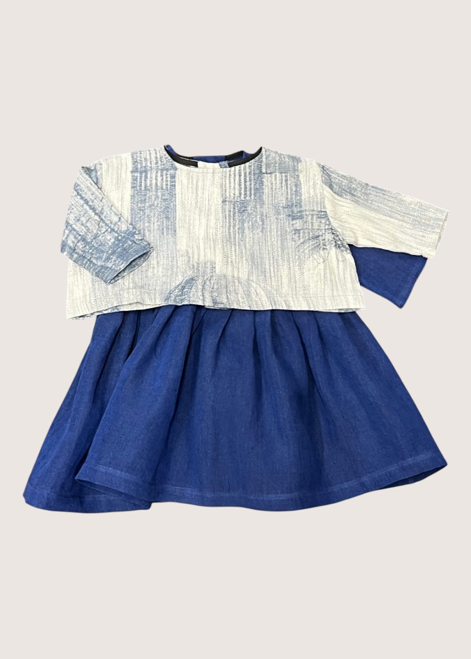 Baby sweater in blue jacquard - LE VESTIAIRE DE JEANNE