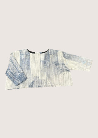 Baby sweater in blue jacquard - LE VESTIAIRE DE JEANNE