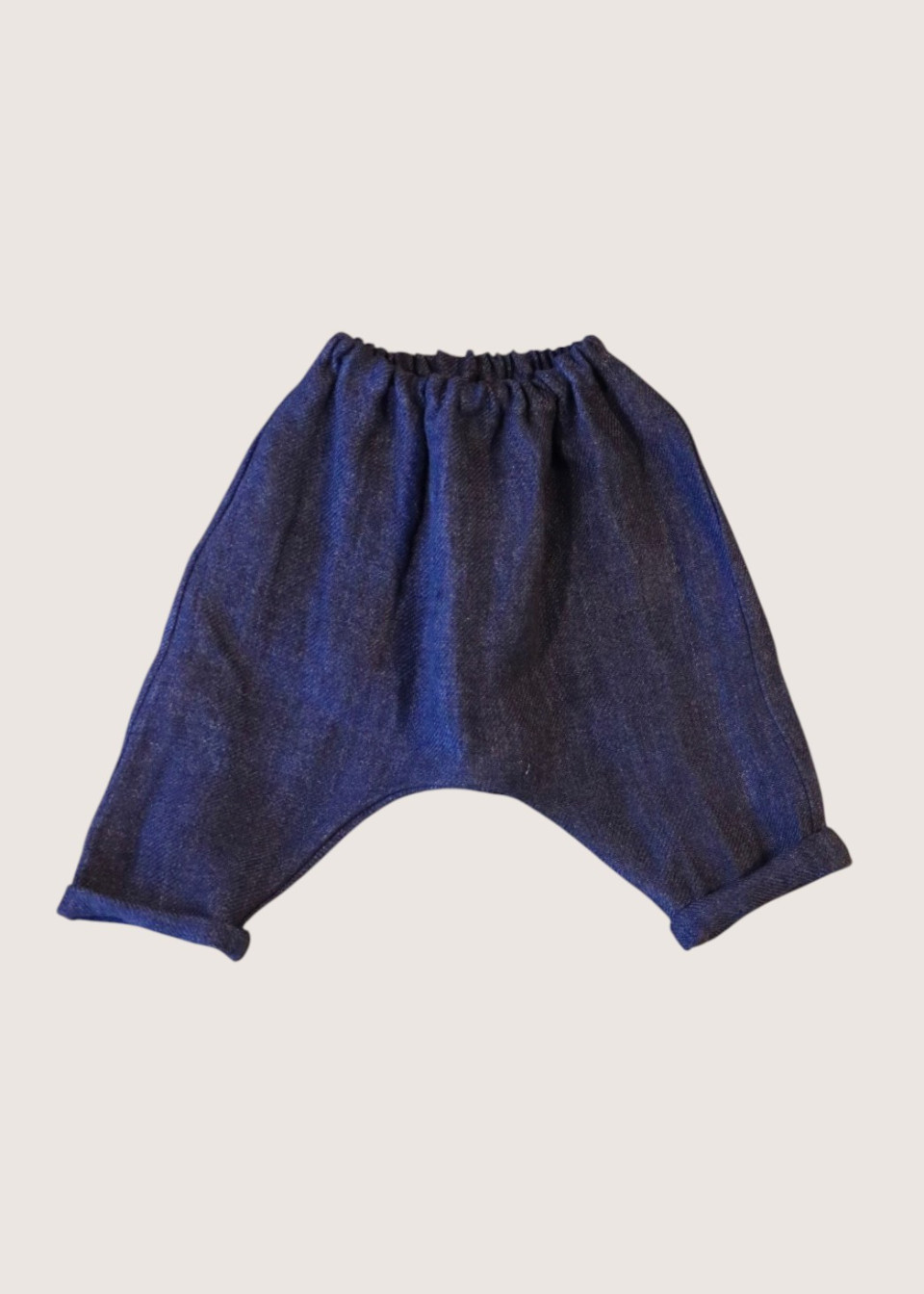 Saroual trousers, indigo heavy linen