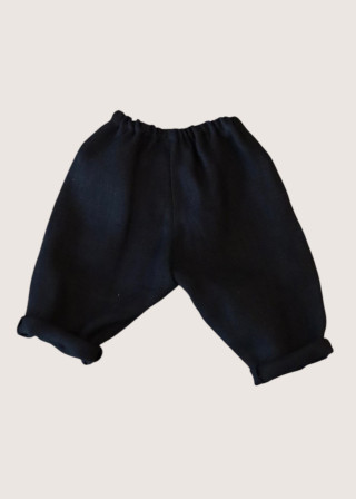 Pantalon classique, lin épais noir