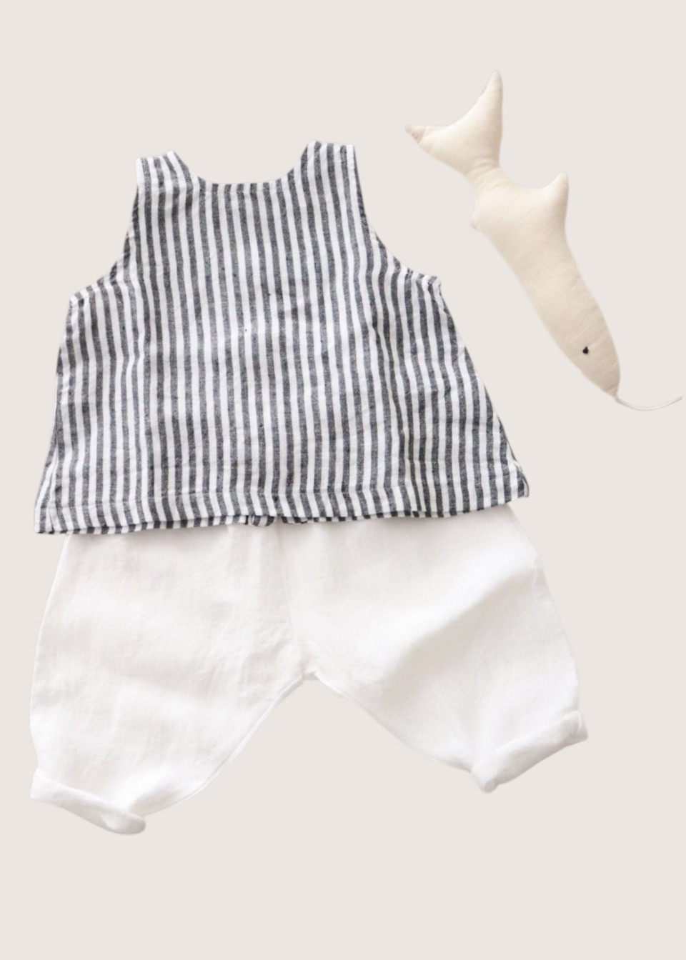 Pantalon classique, lin blanc