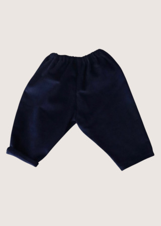 Pantalon classique, velours bleu nuit