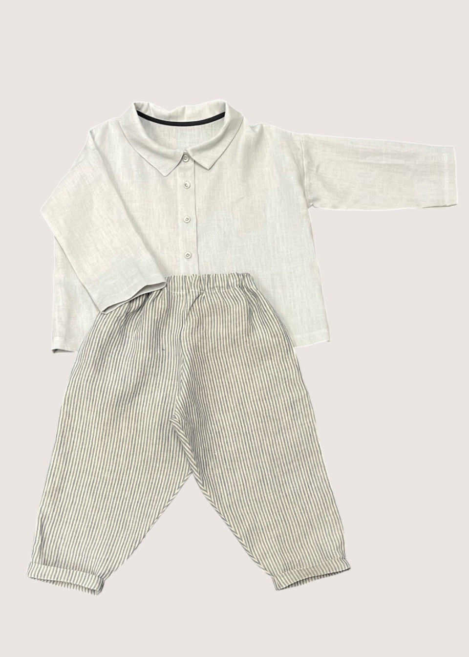 Chemise mixte pour enfant en lin gris nuage- LE VESTIAIRE DE JEANNE