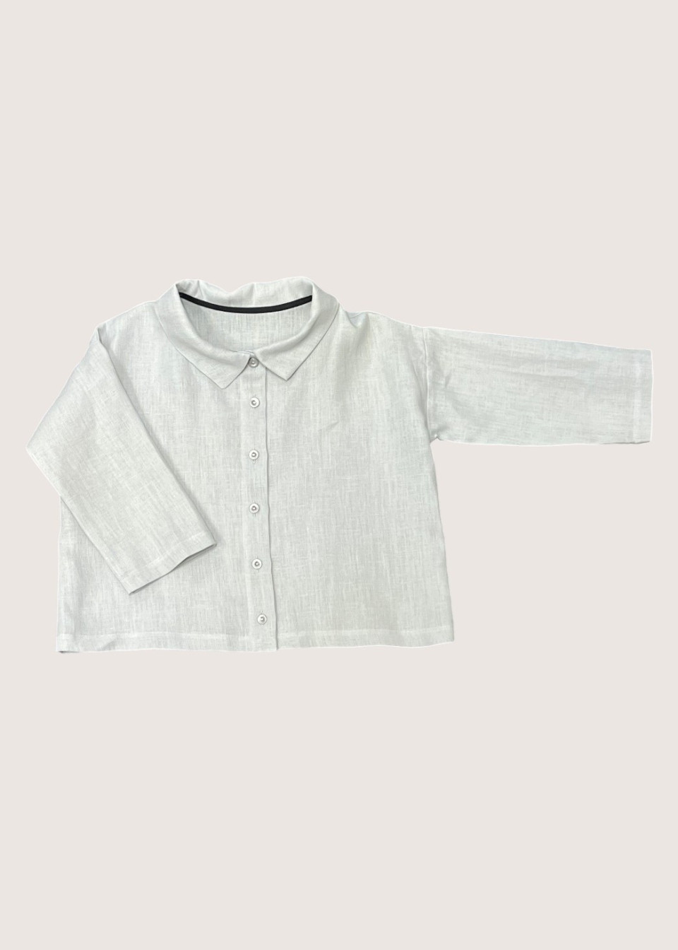 Unisex shirt for kids, cloud grey linen - LE VESTIAIRE DE JEANNE