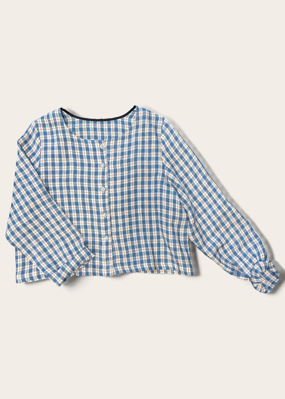 Gilet 02 en lin écossais - LE VESTIAIRE DE JEANNE