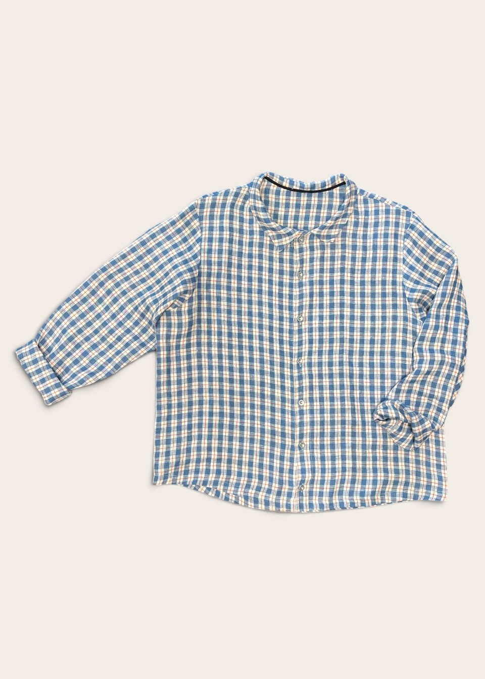 Shirt 09 in tartan linen - LE VESTIAIRE DE JEANNE