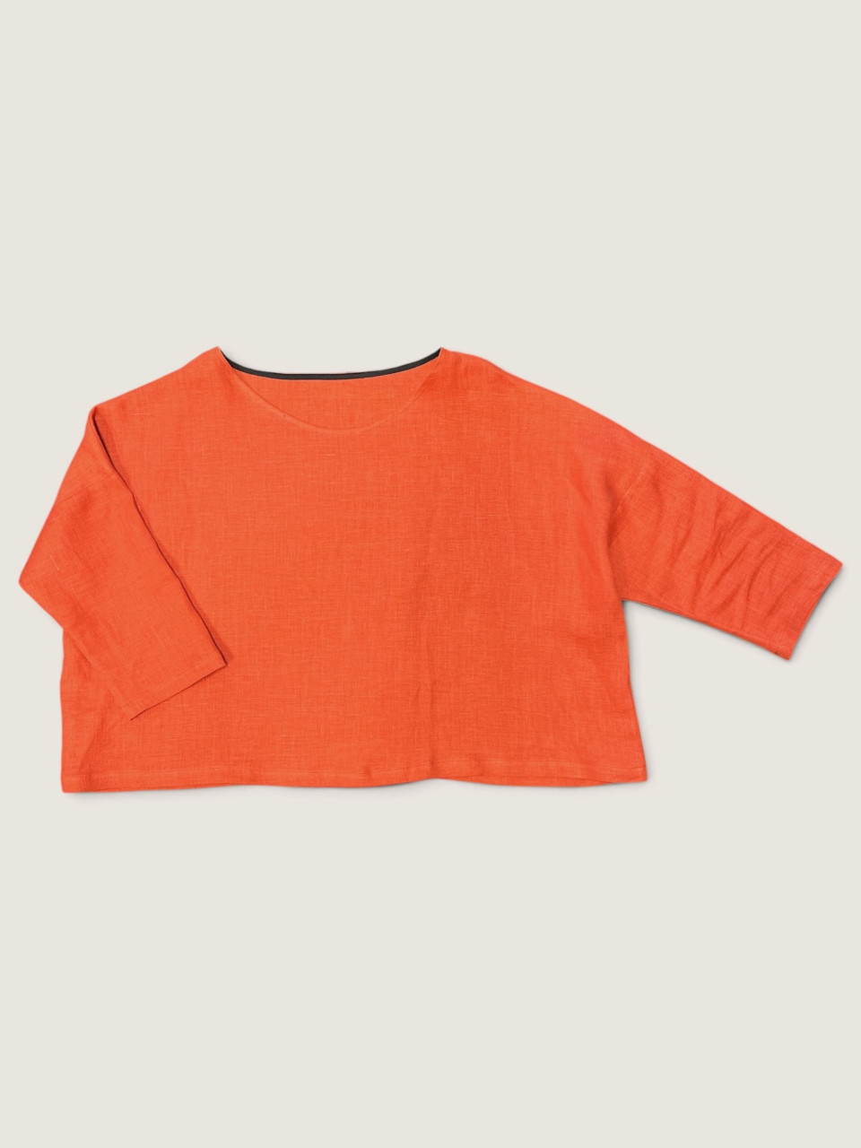 Jumper 03 in coral red linen - LE VESTIAIRE DE JEANNE