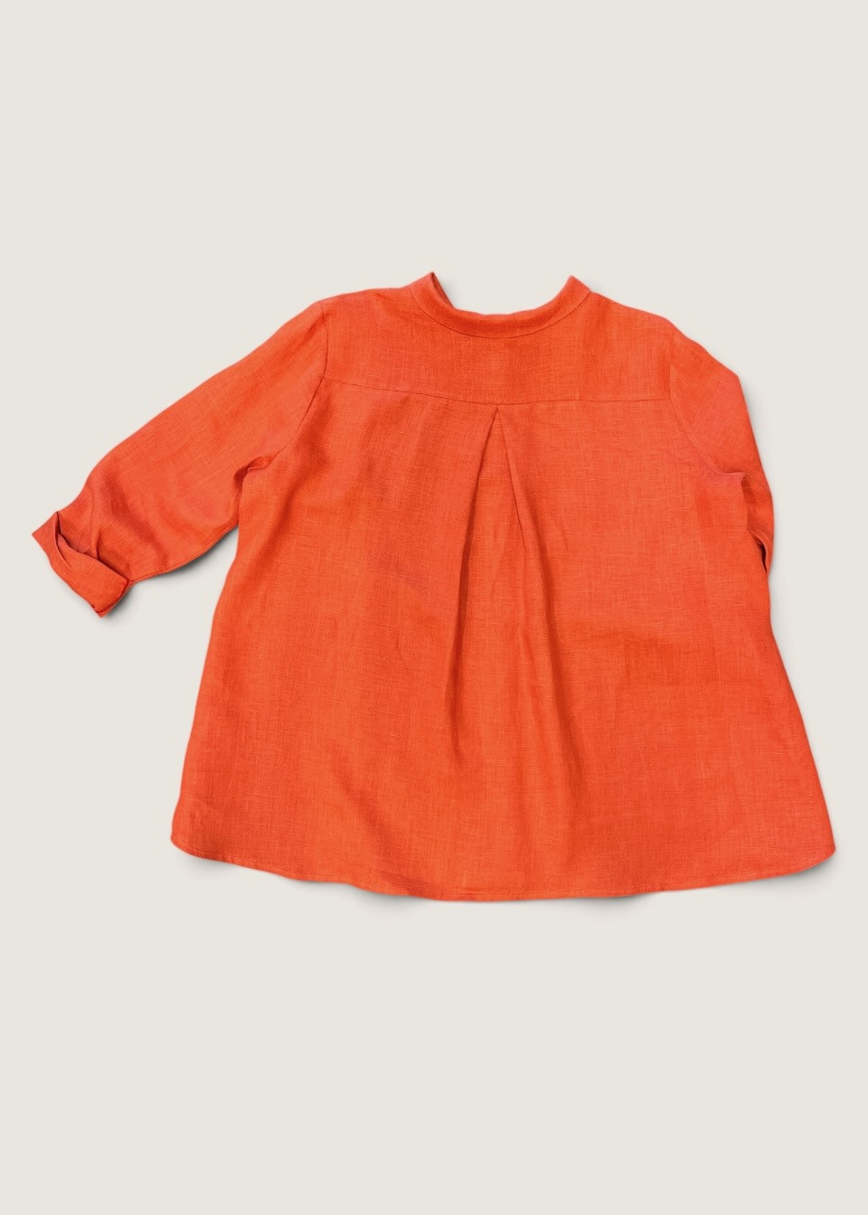 Chemise à plis, lin rouge-orangé - LE VESTIAIRE DE JEANNE