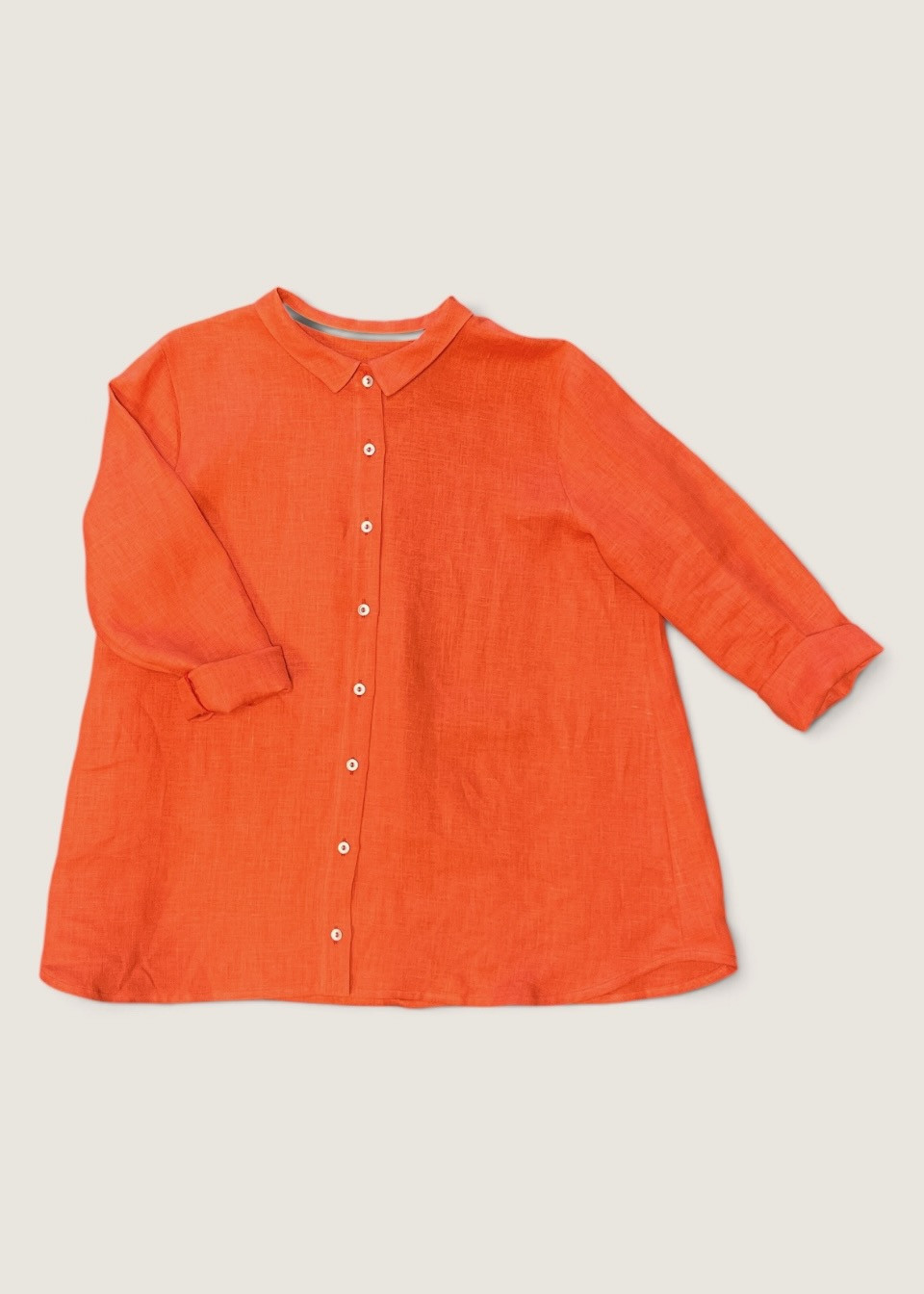 Chemise à plis, lin rouge-orangé - LE VESTIAIRE DE JEANNE