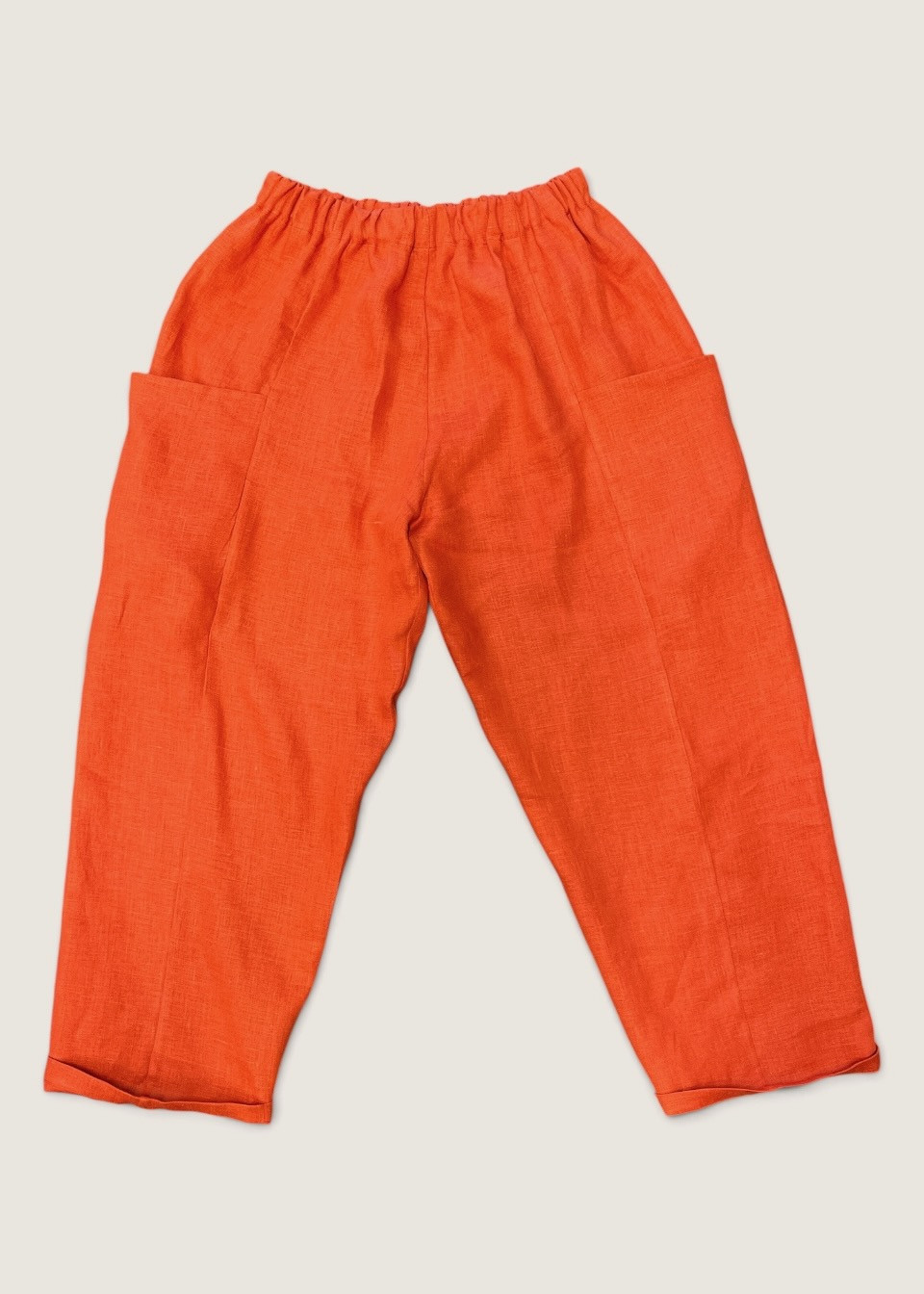 Trousers 09 in coral red linen - LE VESTIAIRE DE JEANNE