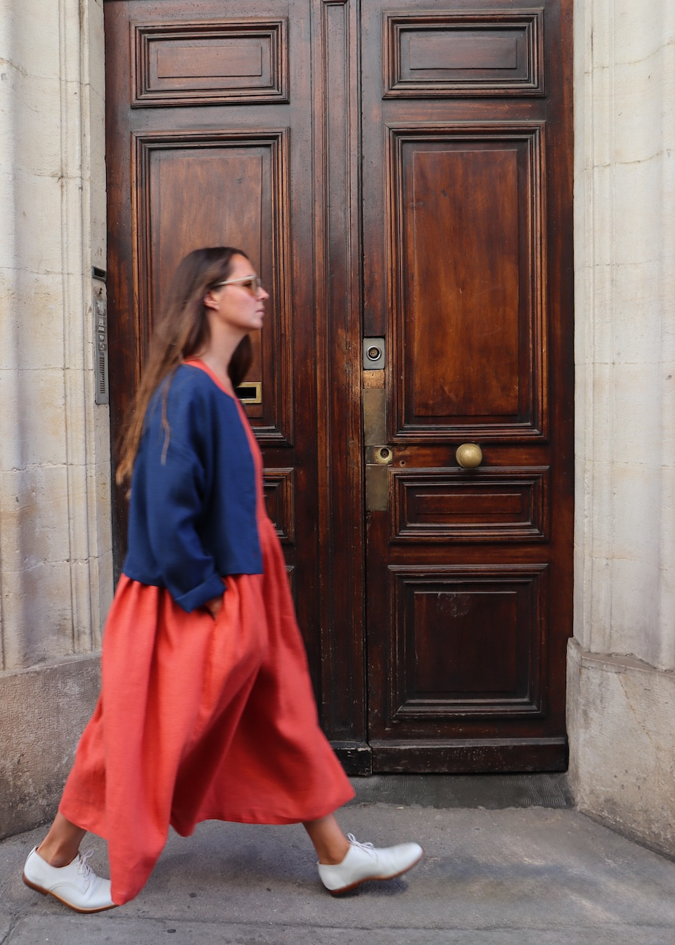 Cardigan 02 in midnight blue linen - LE VESTIAIRE DE JEANNE