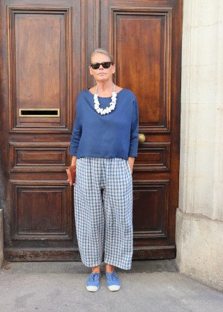 Pull 03 en lin bleu nuit - LE VESTIAIRE DE JEANNE