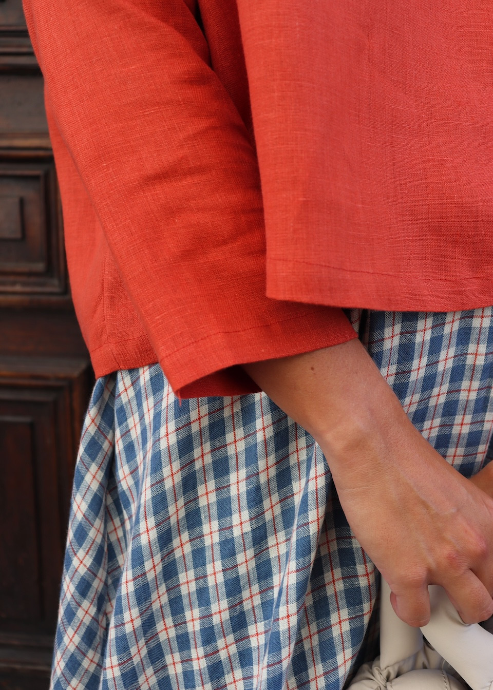 Pull 03 en lin rouge-orangé - LE VESTIAIRE DE JEANNE