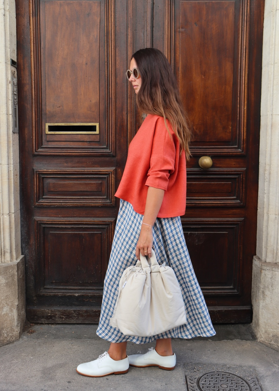 Pull 03 en lin rouge-orangé - LE VESTIAIRE DE JEANNE