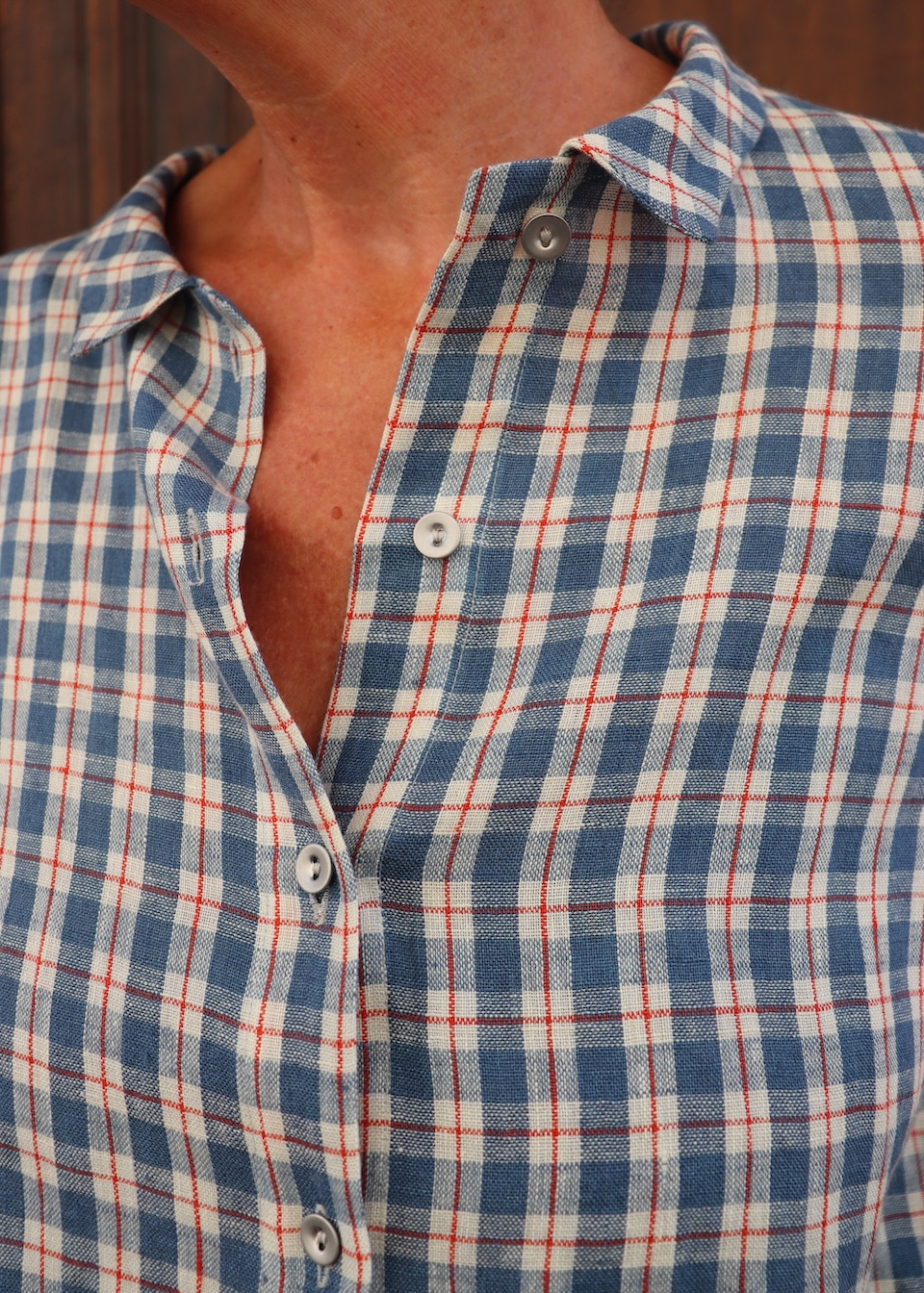 Shirt 05 in tartan linen - LE VESTIAIRE DE JEANNE